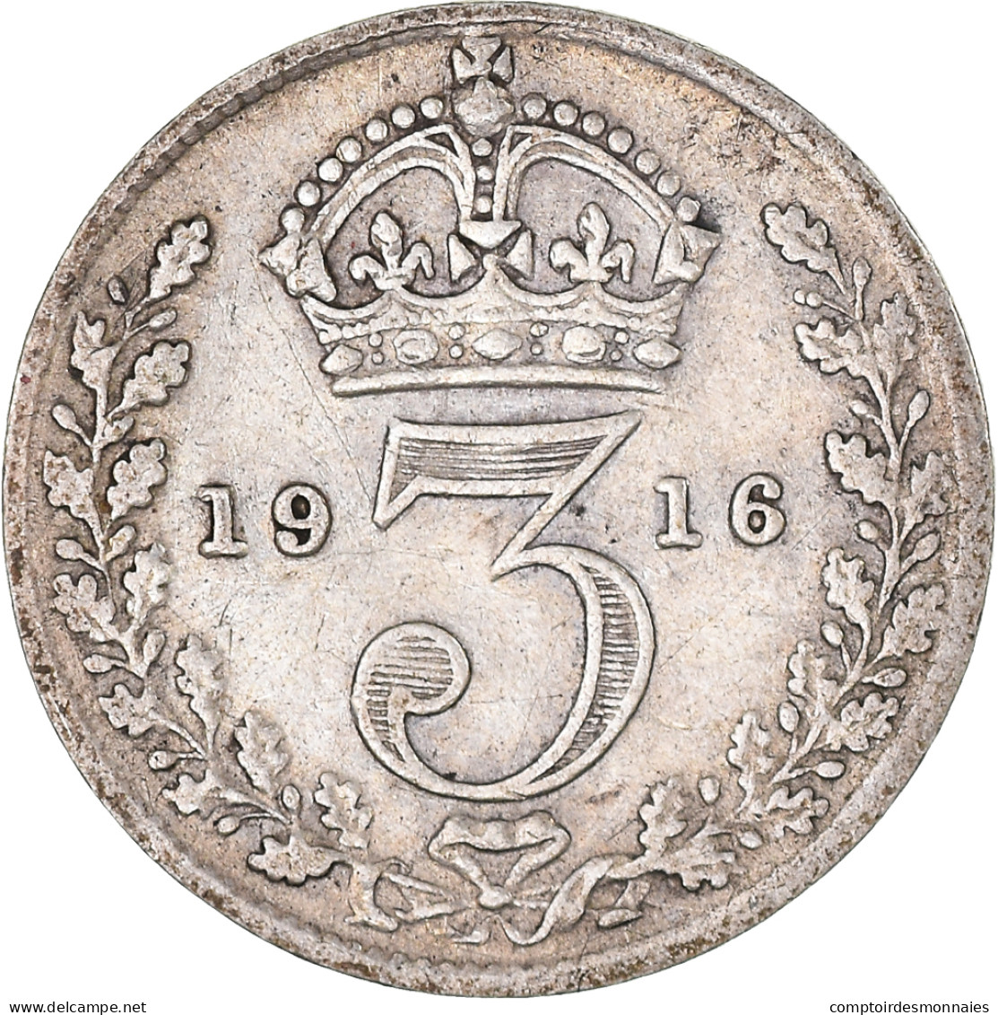 Monnaie, Grande-Bretagne, George V, 3 Pence, 1916, TTB, Argent, KM:813 - F. 3 Pence