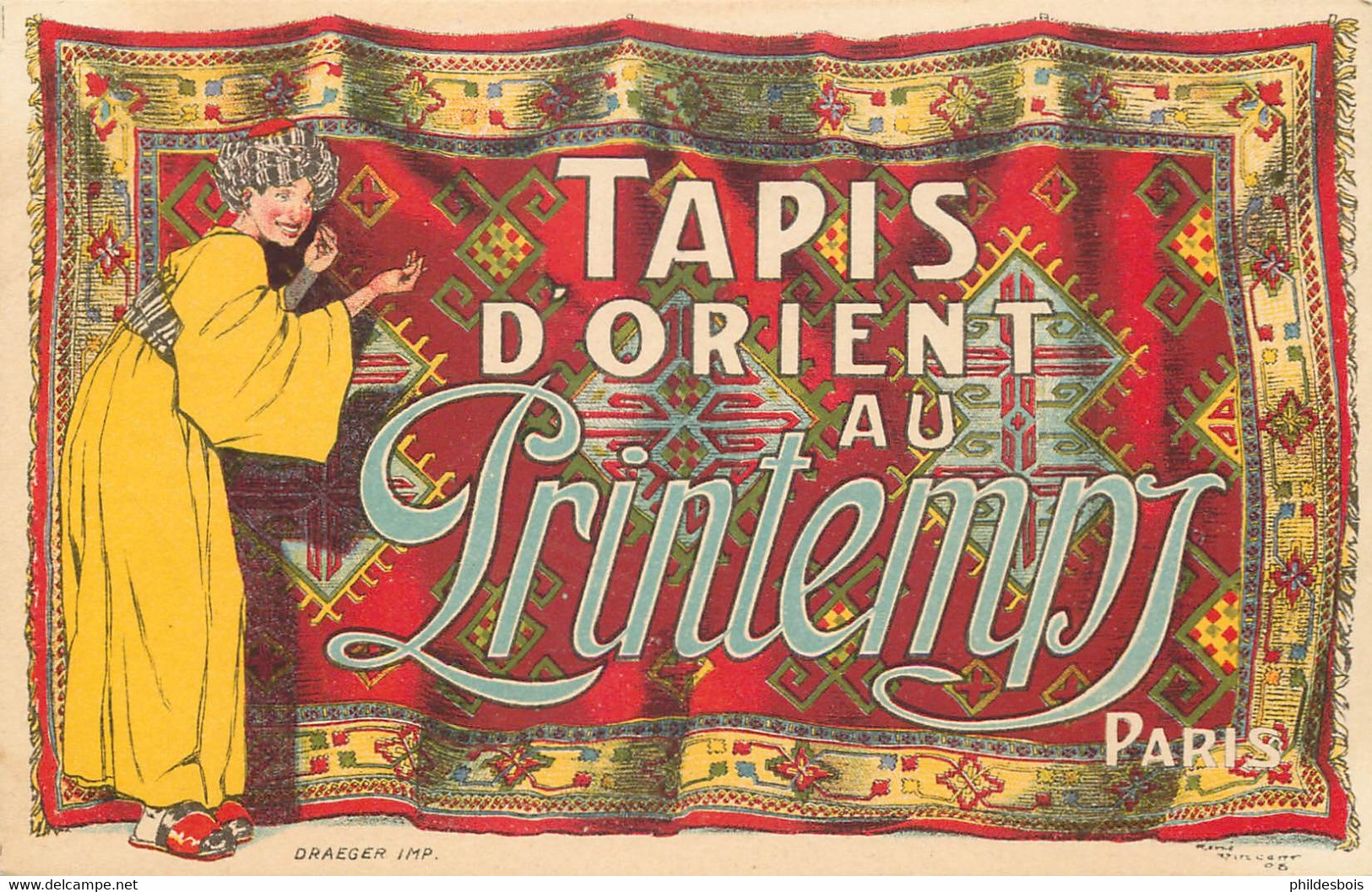Advertising - PUBLICITE TAPIS D'ORIENT au Printemps (draeger Imp )  illustrateur rené vincent