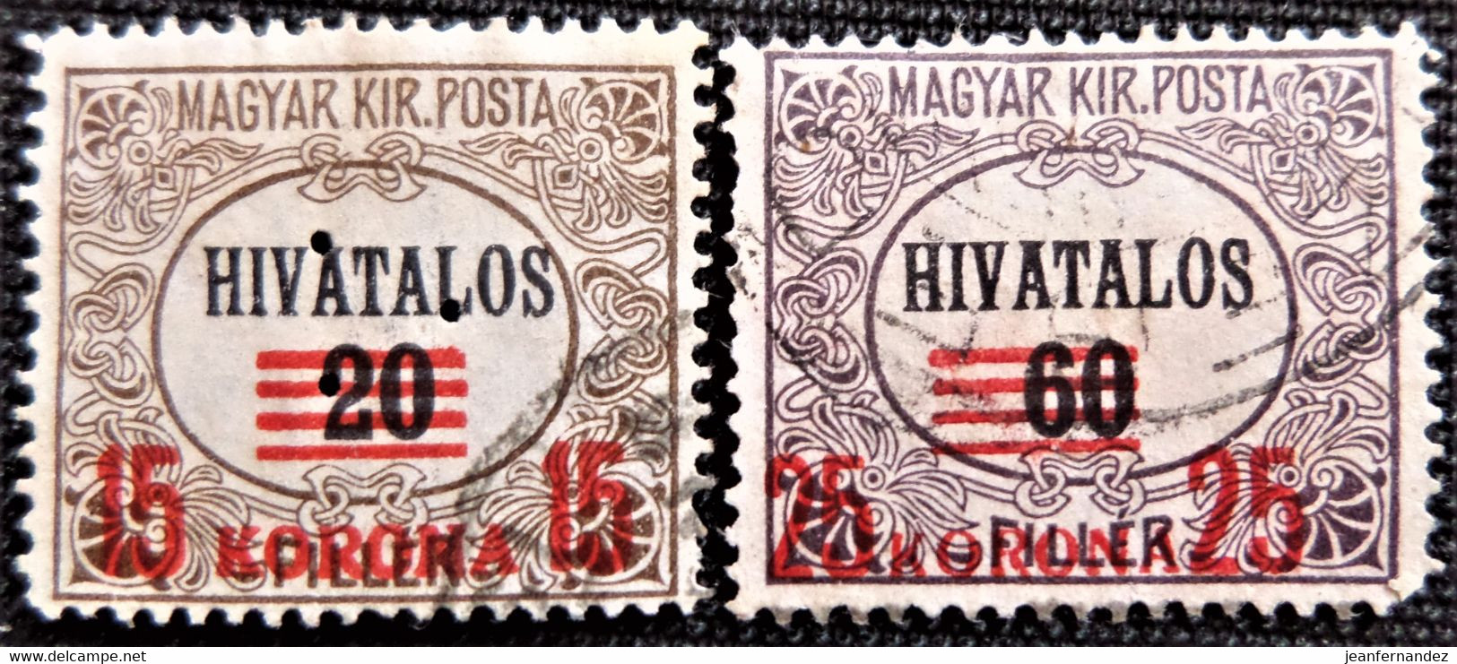 Timbre  Service De Hongrie 1922 Official Stamps Of 1921 Surcharged  Y&T N° 9 Et 10 Série Complète - Dienstzegels