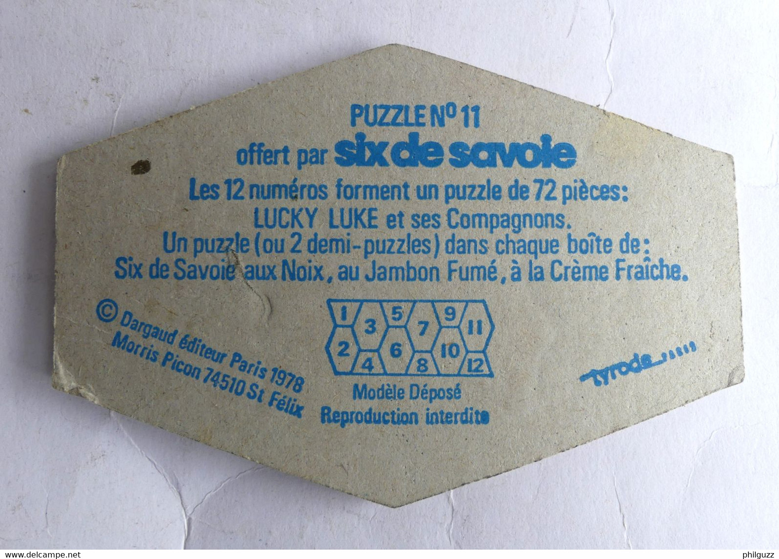 RARE PUZZLE SIX DE SAVOIE LUCKY LUKE N°11 1978 - Puzzles