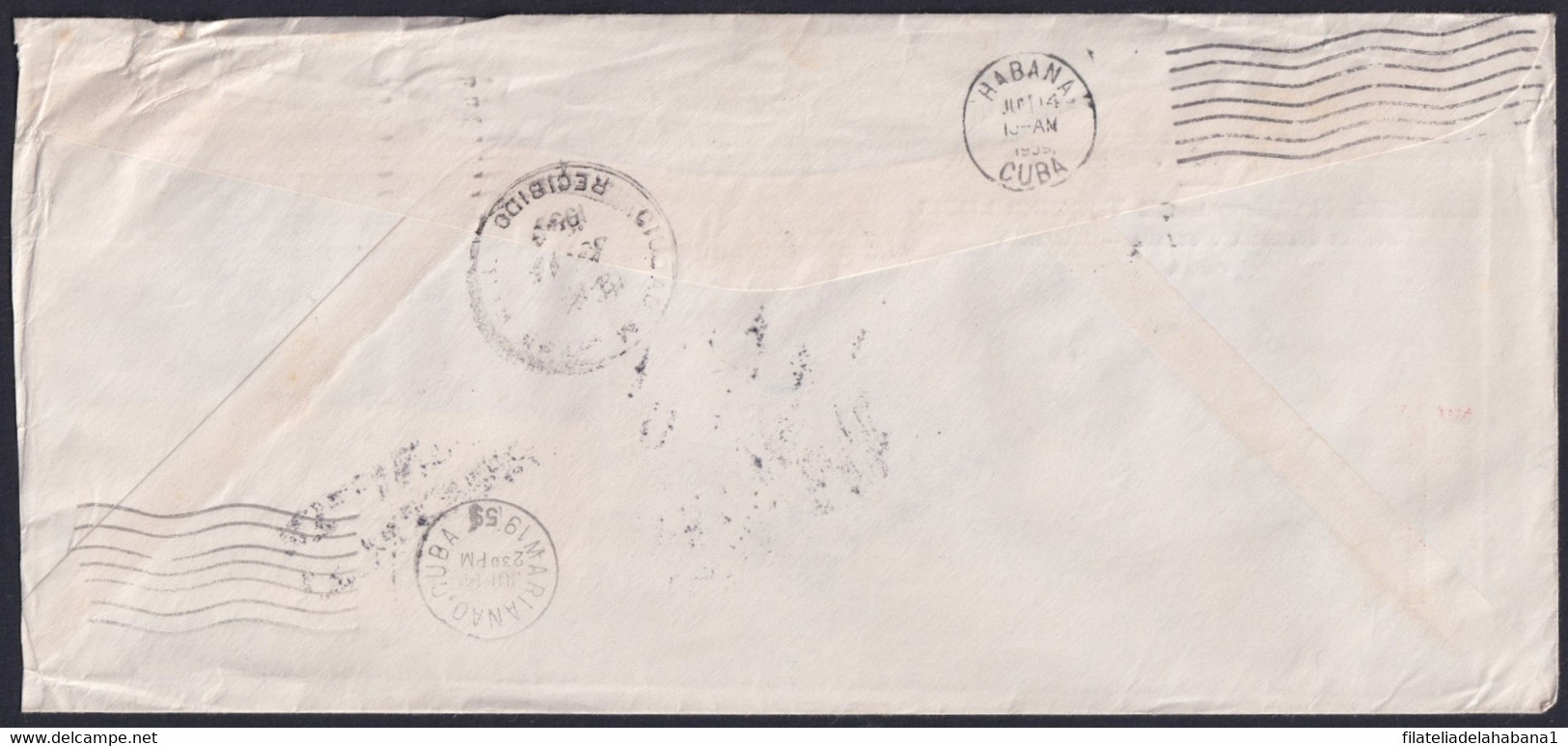 1959-H-36 CUBA 1959 LG-2155 OFFICIAL COVER POSTMARK FORWARDED COVER TO URUGUAY. - Lettres & Documents