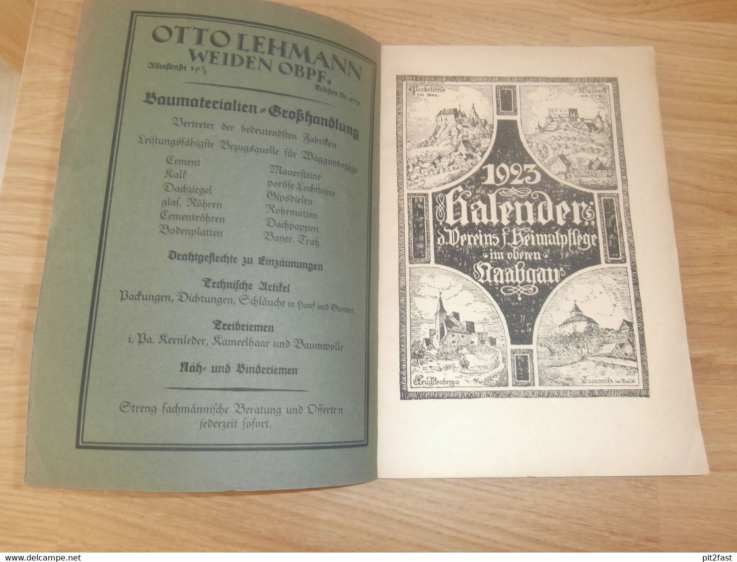 Kalender - Naabgau 1923 , Heimatpflege , Weiden , Ahnen , Ahnenforschung , Heimatkalender !!! - Zeldzaamheden