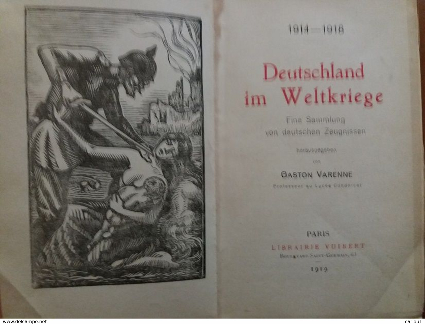 C1  14 18 ALLEMAGNE Varennne DEUTSCHLAND IM WELTKRIEGE 1919 Anthologie En Allemand Port Inclus France - German