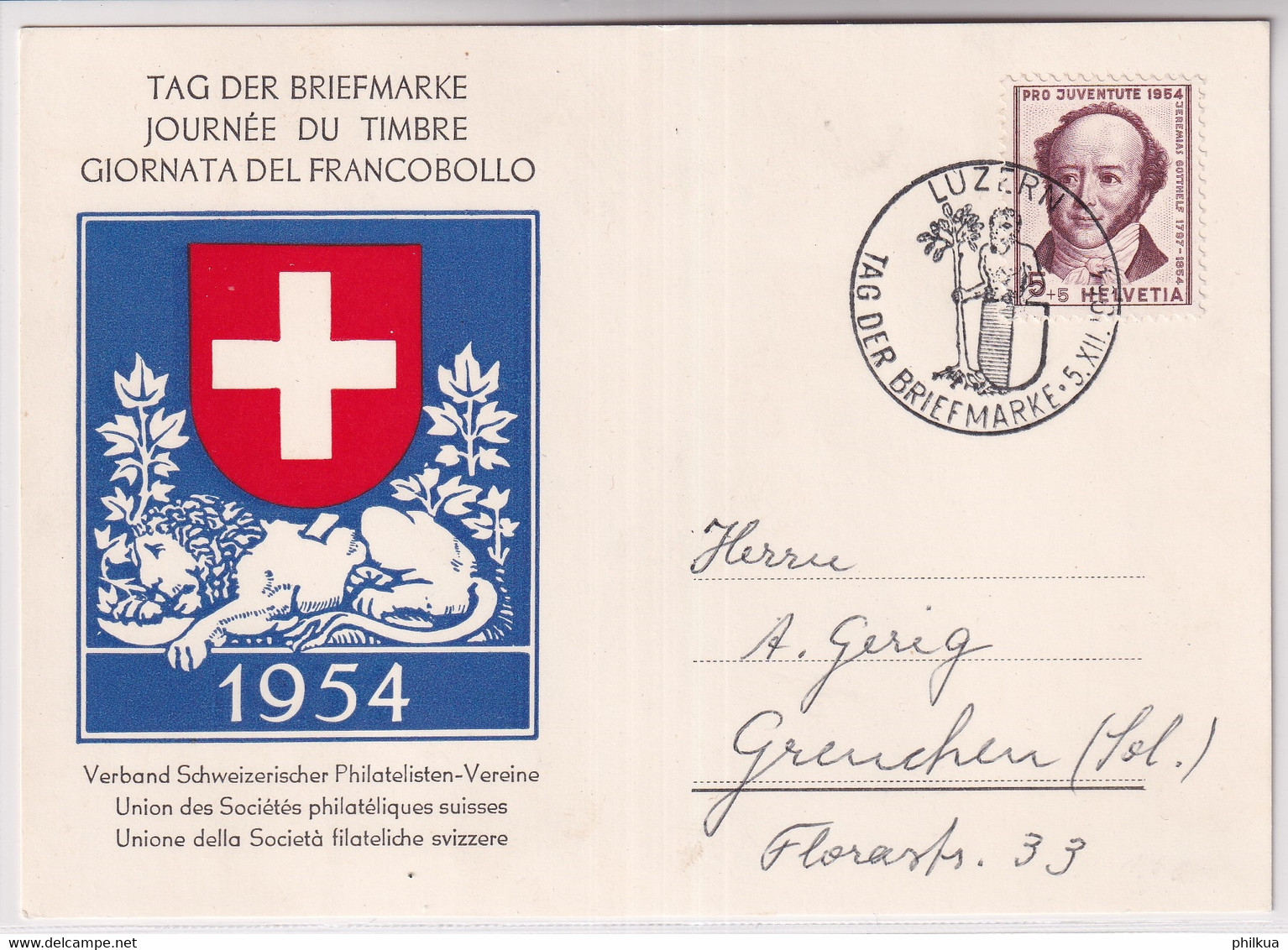 Schweiz - 1954 Tag Der Briefmarke / Journée Nationale Du Timbre - LUZERN - Giornata Del Francobollo