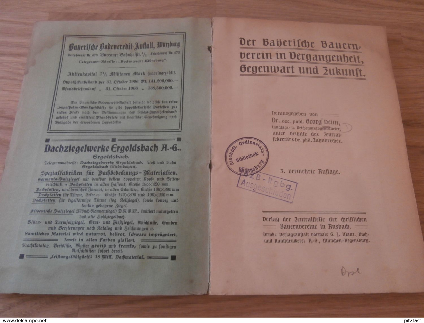 Der Bayerische Bauernverein In Vergangenheit, Gegenwart Und Zukunft , 1906 , Bayern , Bauern , Landwirtschaft , Ansbach - Rare