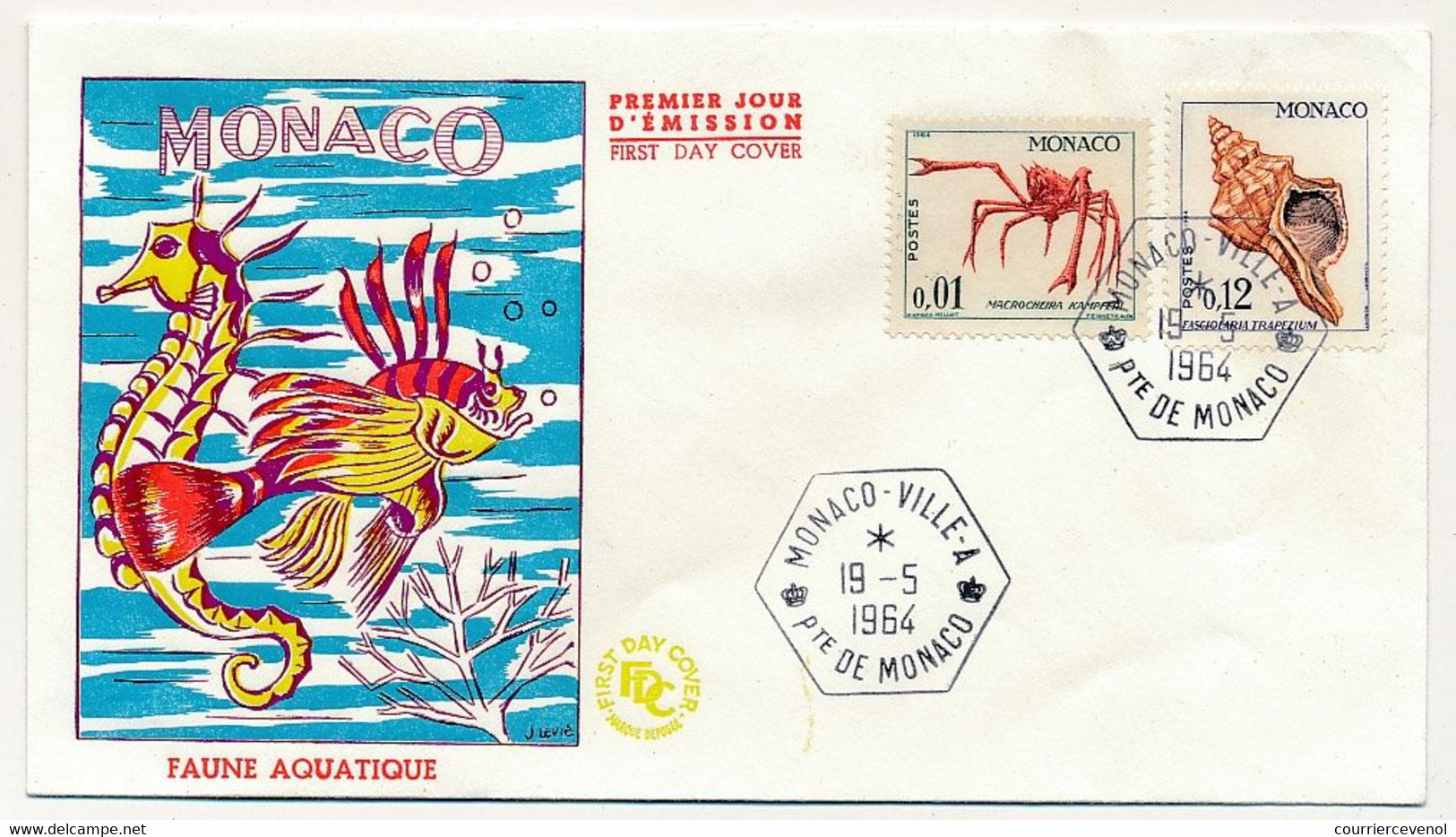 MONACO => Env FDC - Faune Aquatique - 19/5/1964 - Cachet Hexagonal Monaco-ville-A - FDC