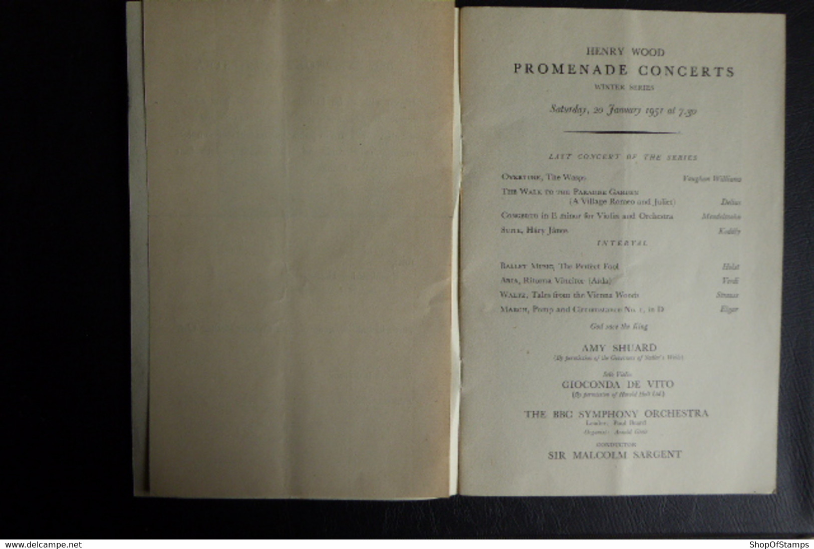 ROYAL ALBERT HALL THE HENRY WOOD PROMENADE CONCERTS 1951 BROCHURE - Altri & Non Classificati