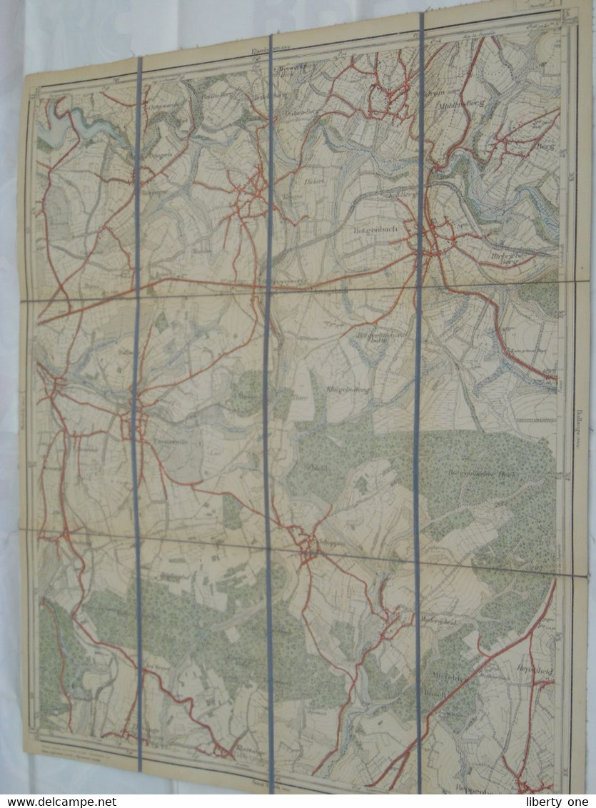 BUTGENBACH ( 50/7 - Echelle 1:20.000 ) > ( Katoen / Cotton / Coton - 1925 > 1931 ) +/- 45 X 55 Cm. ( België ) ! - Europa