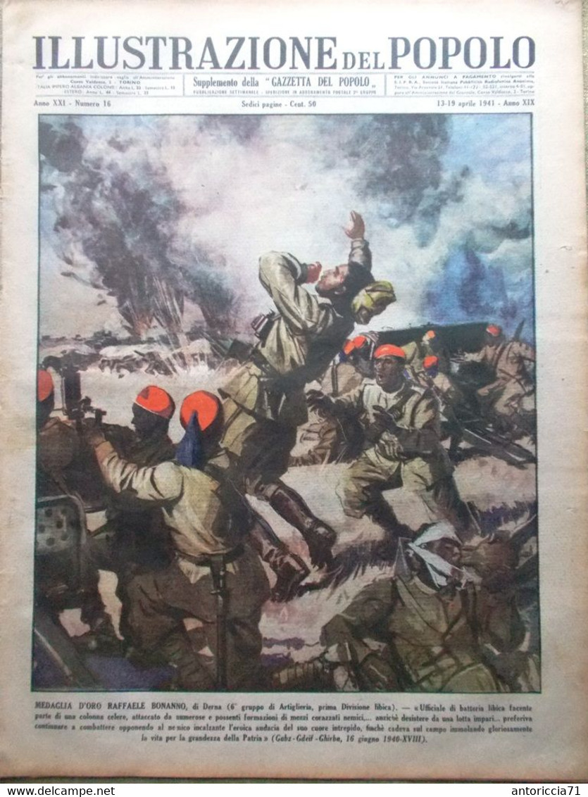 Illustrazione Del Popolo 19 Aprile 1941 WW2 Alpenkorps Bonanno Taormina Lepanto - Guerra 1939-45