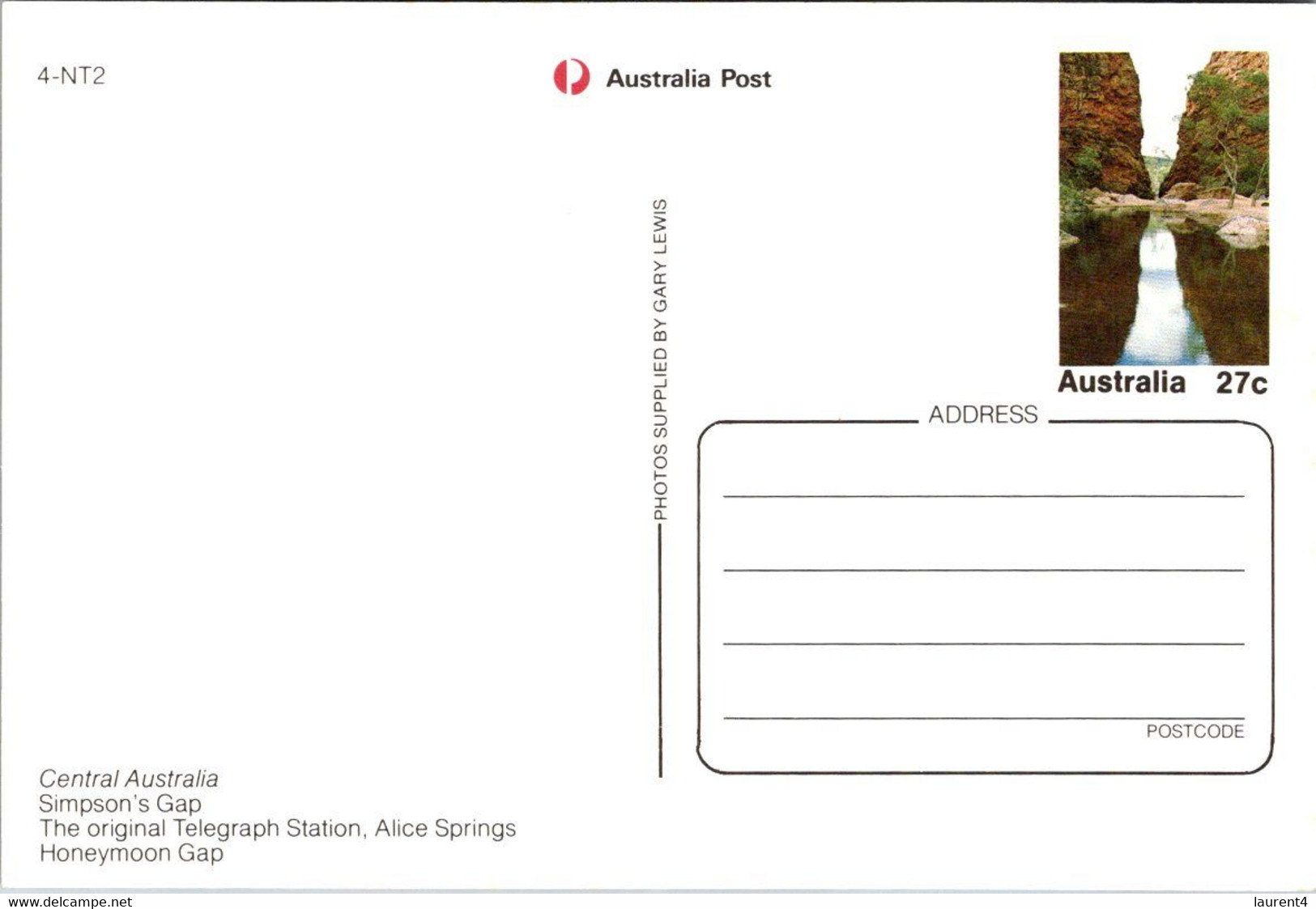 (4 H 5) 2 Postcards - Australia (pre-paid Postcard) Northern Territory - Alice Springs