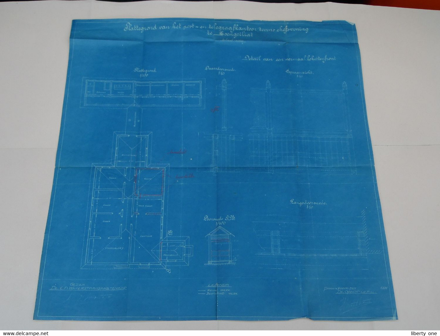 SOENGEILIAT Indonesia > Plattegrond POST En TELEGRAAFKANTOOR ( Schaal 1A100 ) ( Zie SCANS ) 55 X 57 Cm. ! - Mundo