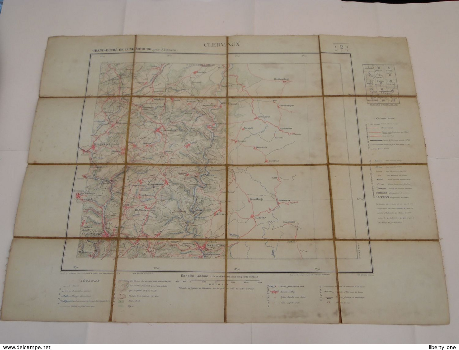 Grand-Duché De LUXEMBOURG > CLERVAUX ( Par J. HANSEN : Imp. Erhard ) Echelle 1/50.000 ( Coton ) +/- 51 X 66 Cm.! - Europa