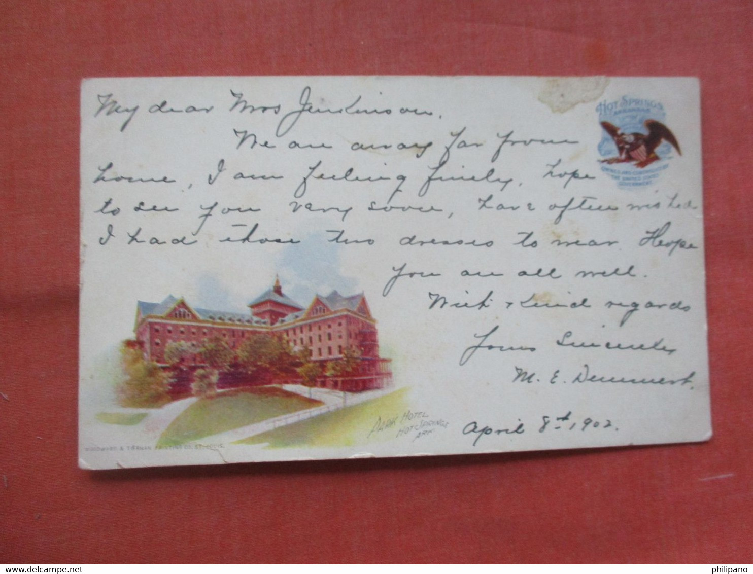 Private Mailing Card Park Hotel.    Hot Springs  - Arkansas > Hot Springs     Ref 5607 - Hot Springs