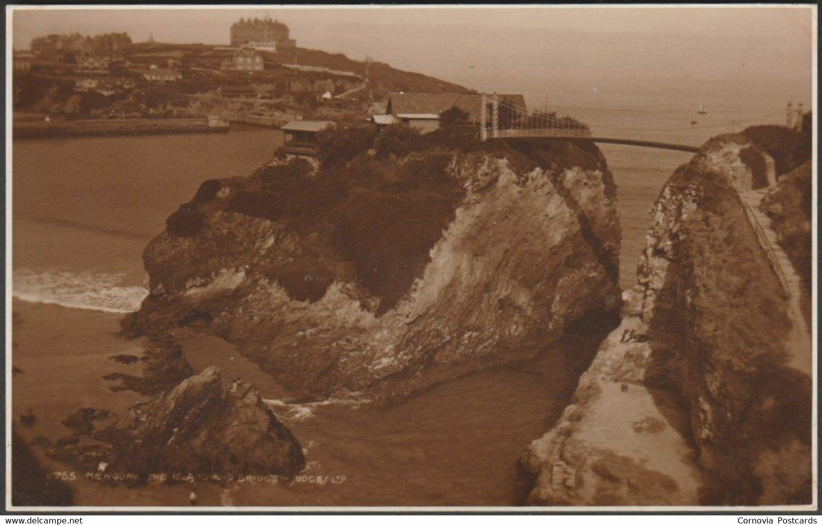 The Island And Bridge, Newquay, Cornwall, 1929 - Judges RP Postcard - Newquay