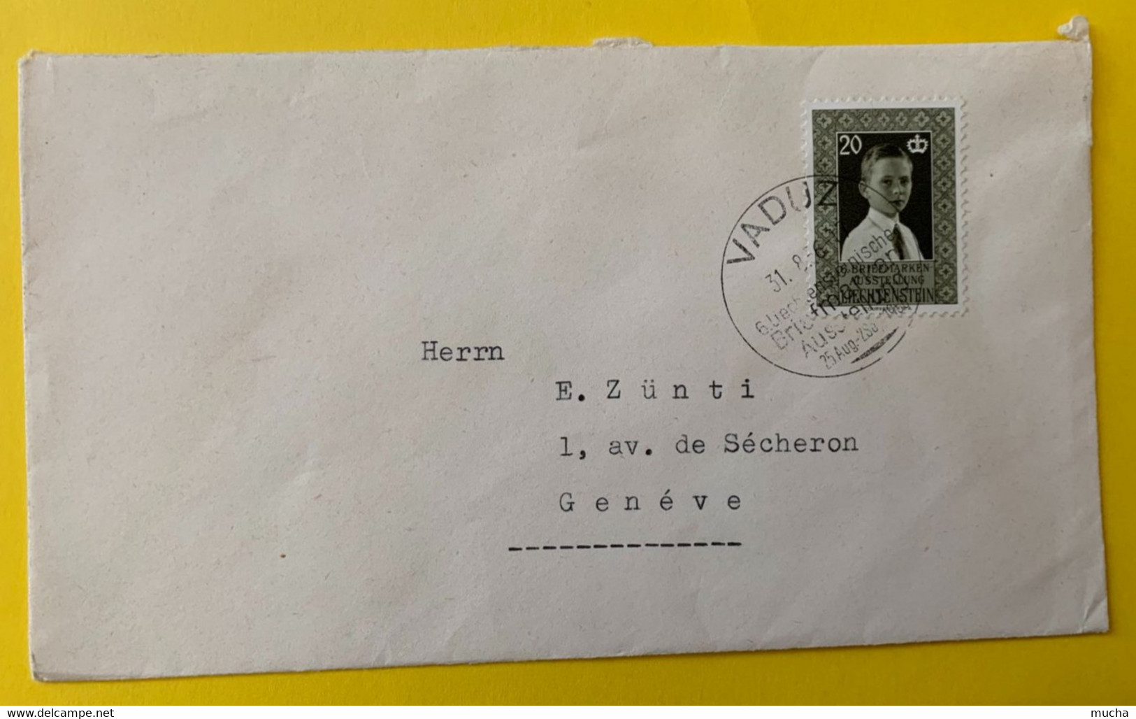 18102 -  Cachet 6. Liechstensteinische Briefmarken Ausstellung Sur Lettre Vaduz 31.08.1956 - Machines à Affranchir (EMA)