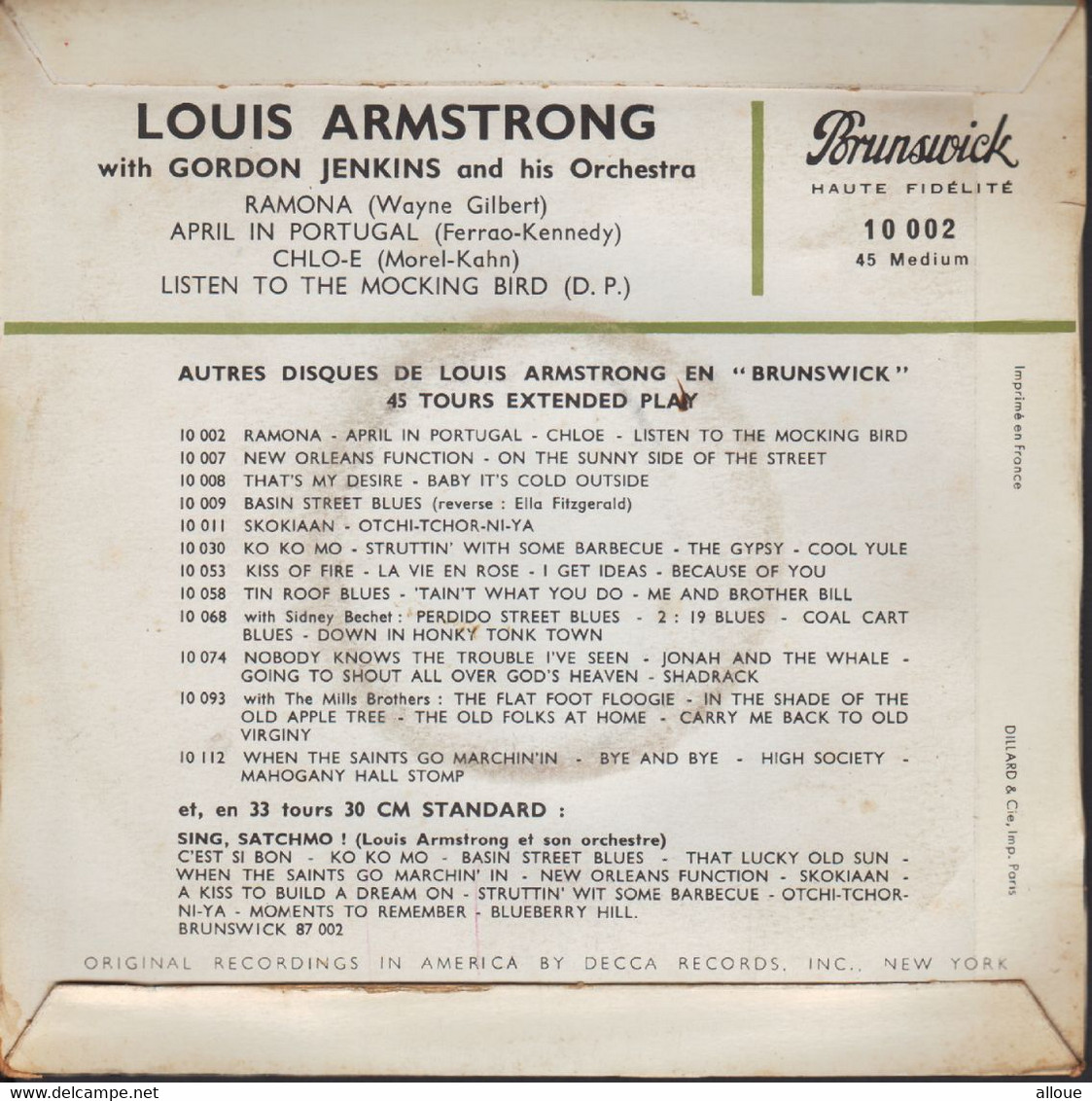 LOUIS ARMSTRONG  FR EP - RAMONA + 3 - Jazz