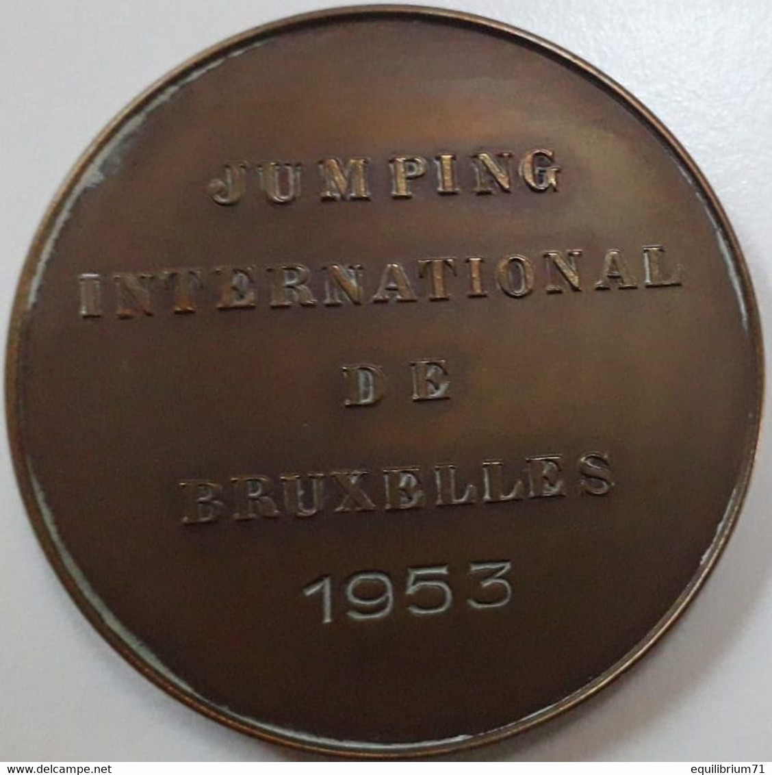 Médaille De Table En Bronze - Baudouin - Jumping International De Bruxelles - 1953 - Signé C. Van Dionant -  Gr - Adel