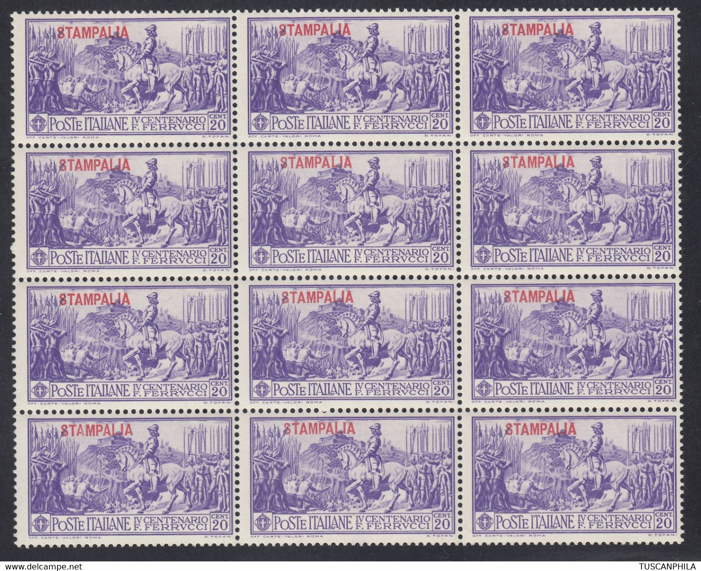 1930 Blocco Di 12 Valori Sass. 12 MNH** Cv 840 - Egée (Stampalia)