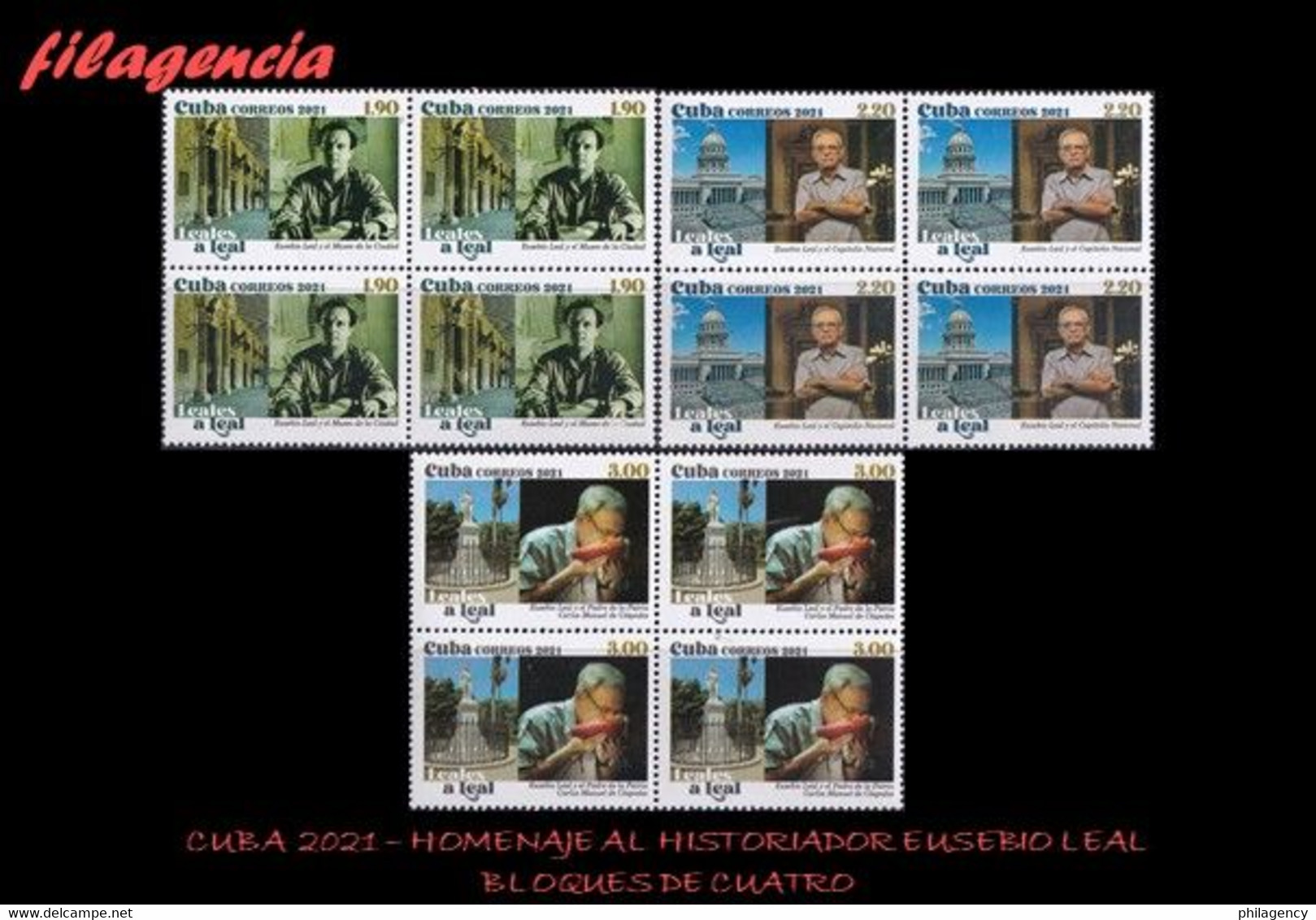 CUBA. BLOQUES DE CUATRO. 2021-15 HOMENAJE AL HISTORIADOR DE LA CIUDAD DE LA HABANA EUSEBIO LEAL SPENGLER - Ungebraucht