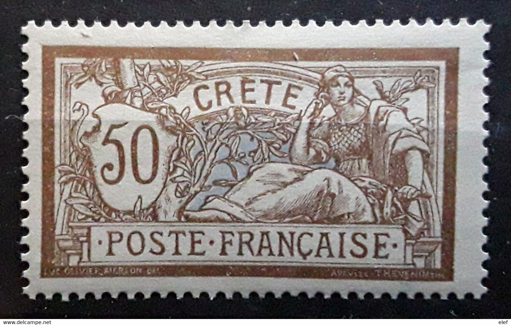 CRETE, Bureaux Français,  1902, Type MERSON,  Yvert No 12, 50 C Brun Et Gris,  Neuf ** MNH,  TTB - Ungebraucht