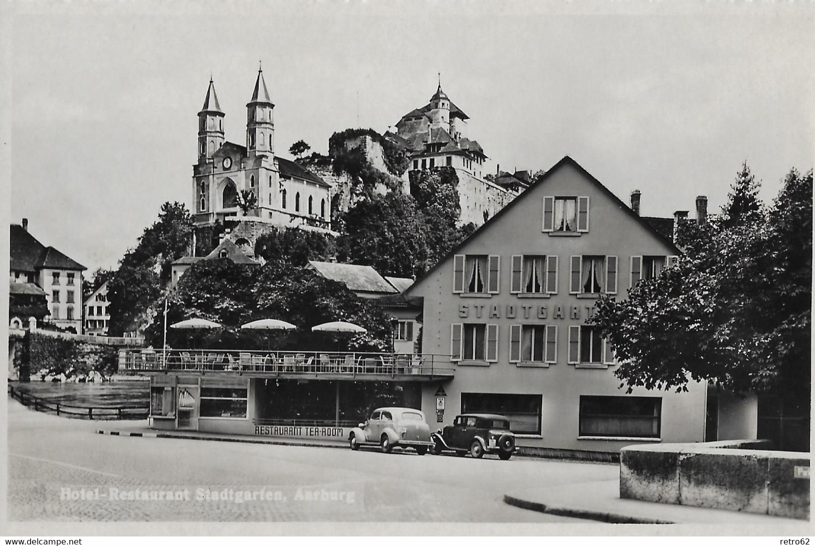 AARBURG → Hotel Restaurant Stadtgarten Mit Oldtimer Davor, Fotokarte Ca.1940 - Aarburg