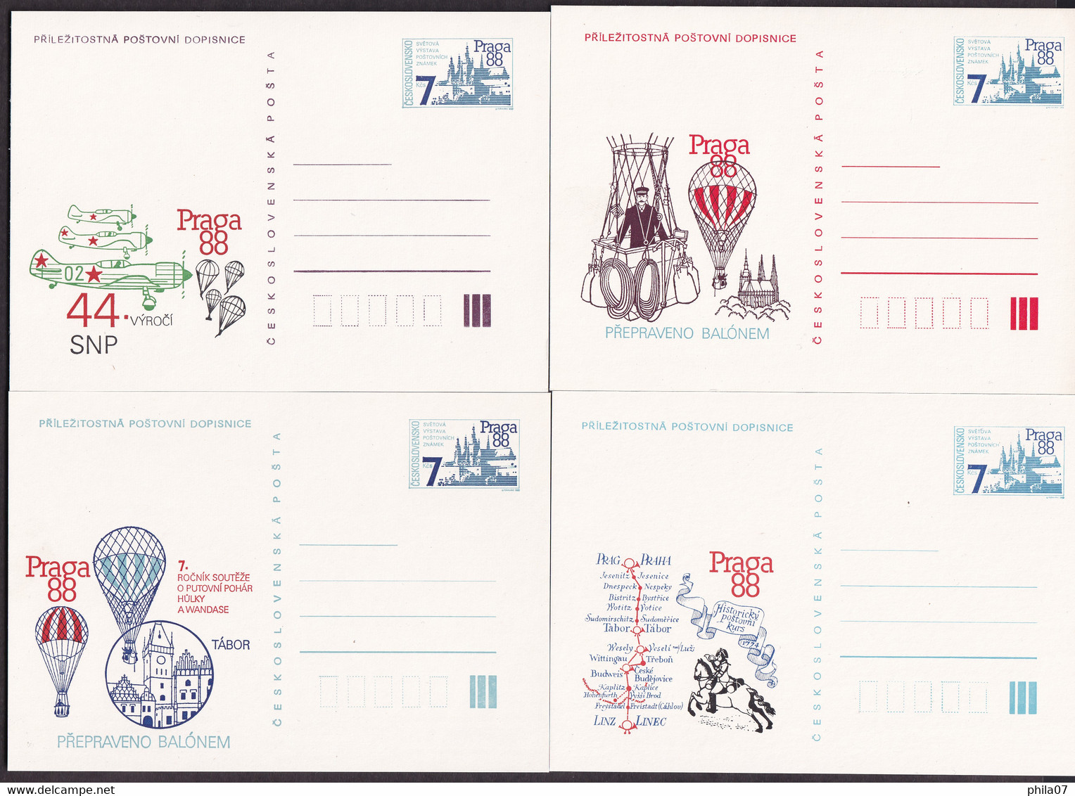 CZECHOSLOVAKIA - Lot Of 4 Unused Stationery With Nice Illustrations / As Is On Scans - Lettres & Documents
