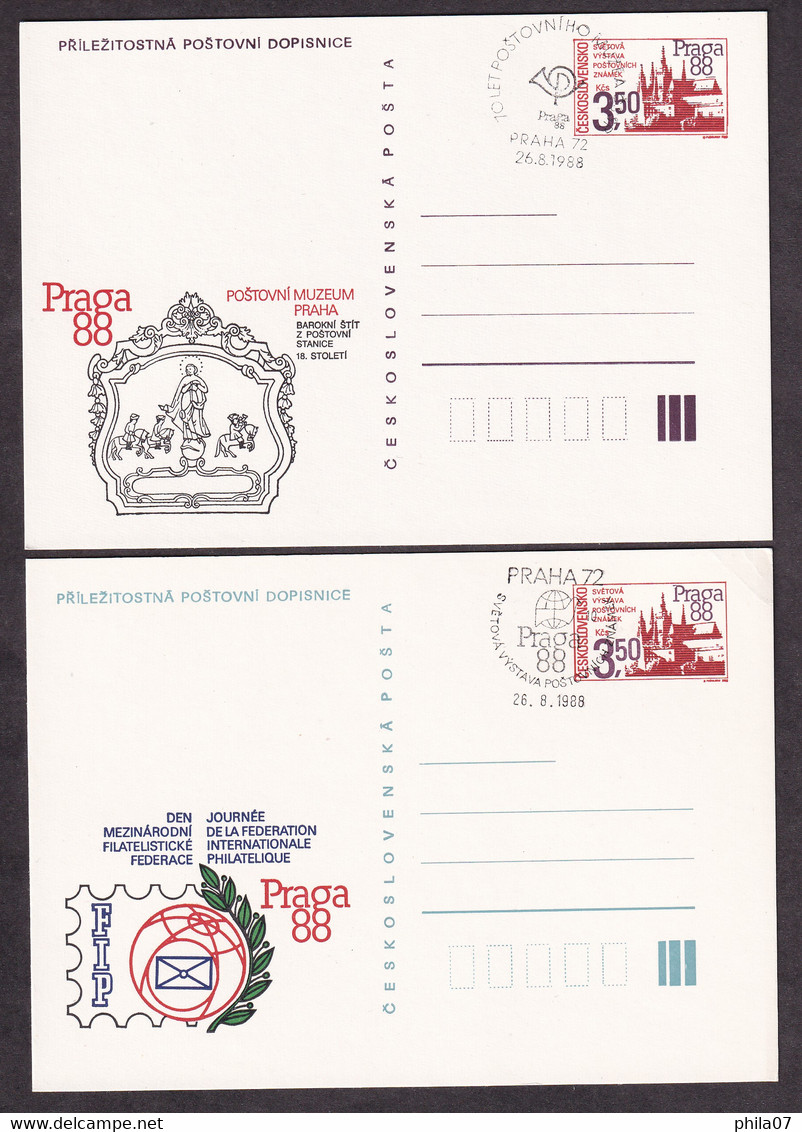 CZECHOSLOVAKIA 1988 - Lot Of 7 Unused Stationery With Nice Commemotive Cancel Praha 72 - 10 Let Poštov/ As Is On Scans - Lettres & Documents