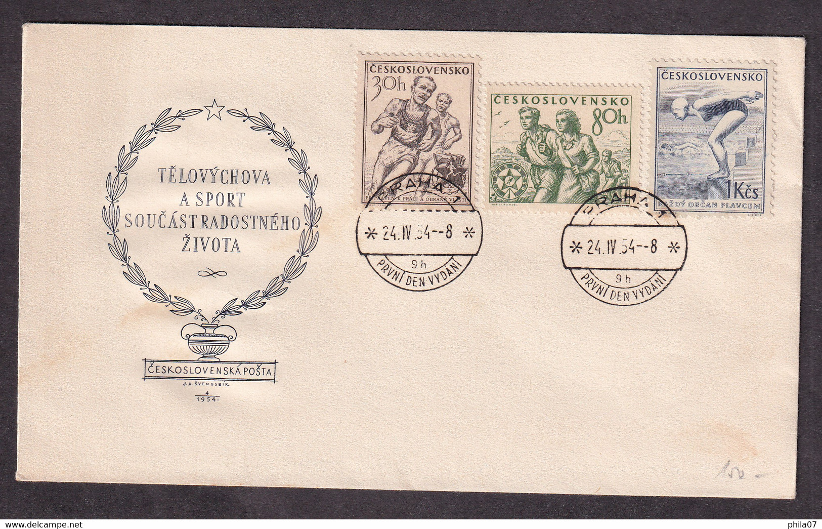 CZECHOSLOVAKIA 1954 - Commemorative Envelope: ' Televychova A Sport Soucastradostneho Zivota' Commemor / As Is On Scans - Lettres & Documents