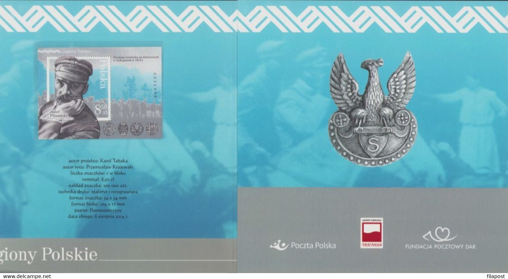 POLAND 2014 Booklet / Polish Legions Jozef Pilsudski, Polish Army, Rifle Team Zakopane, Military / FDC + Block MNH** FV - Carnets