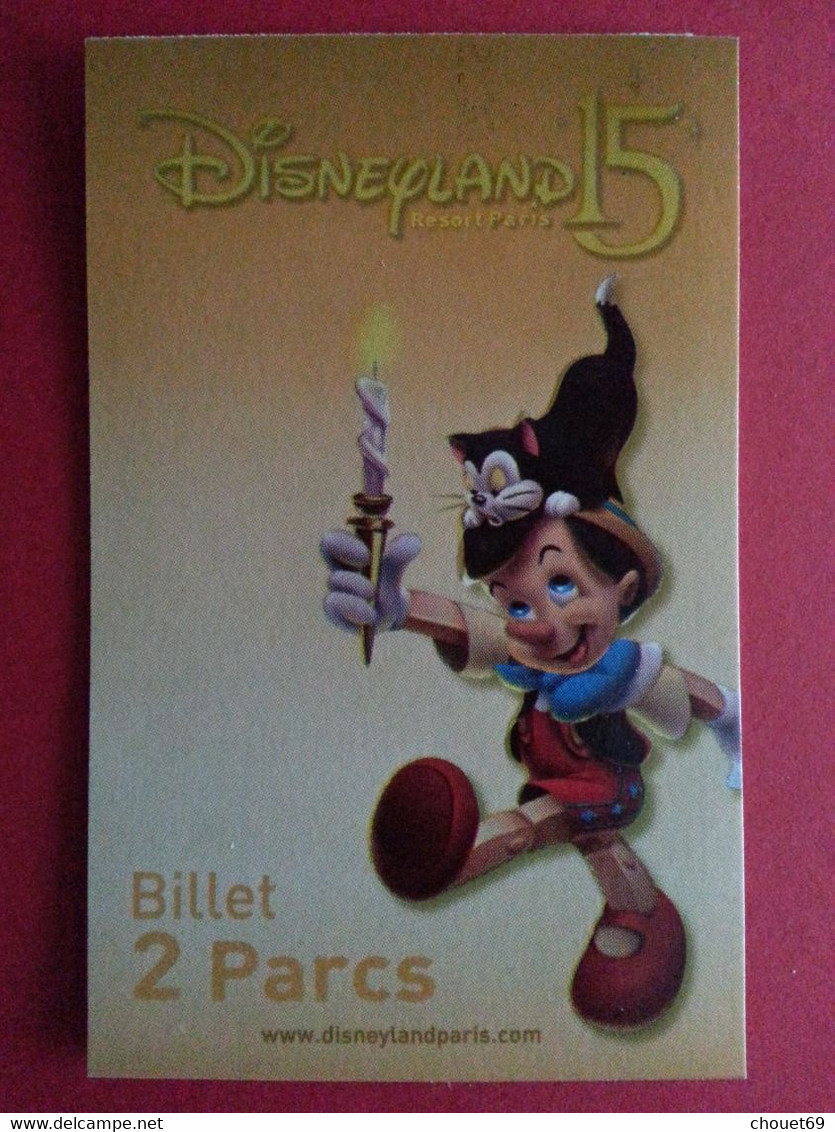 15 Ans Disneyland Paris 4 Pass Or 2 Parcs 15 Pinocchio Dumbo Pluto GRATUIT 15/03/2009 Mullitour EURO DISNEY (TB0322 - Disney Passports