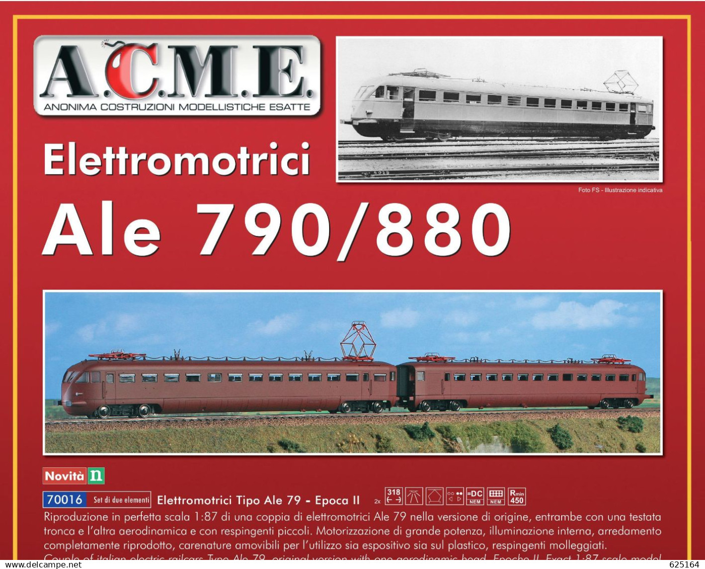 Catalogue ACME 2010 Foglio Informativo Ale 790/880 Loco Elettriche AC NEM 3 Rotaie ( MÄRKLIN) - En Italien Et Anglais - Inglés