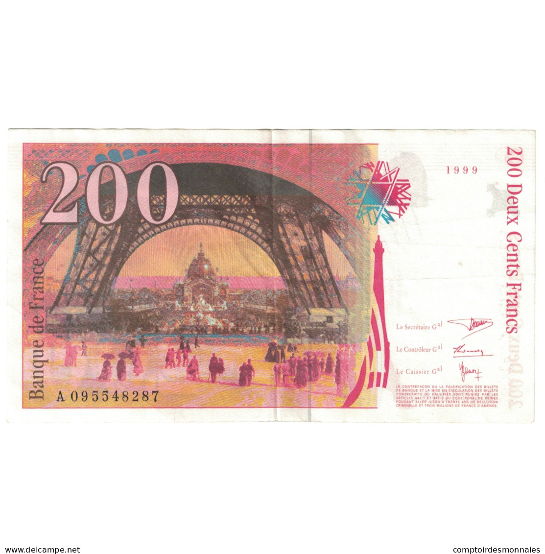 France, 200 Francs, Eiffel, 1999, A.095, SPL, Fayette:75.5, KM:159b - 200 F 1995-1999 ''Eiffel''