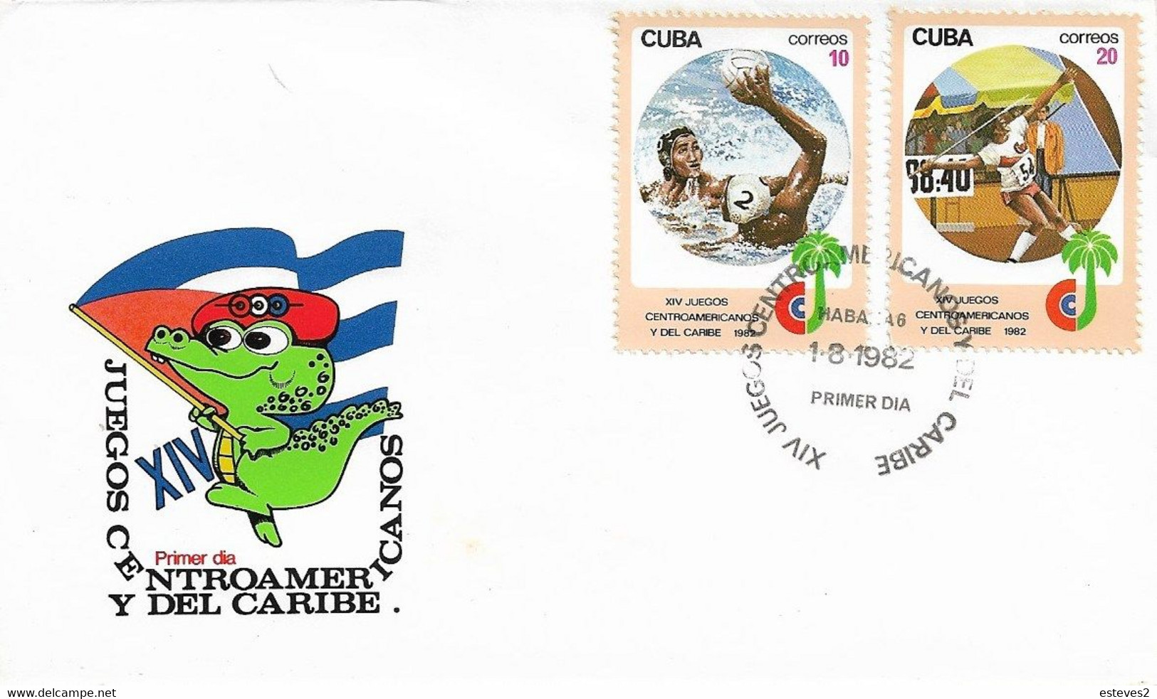 Cuba  1982 , 14th Centroamerican & Carabien Sport Games -  Water Polo  , Javelin , FDC - Waterpolo