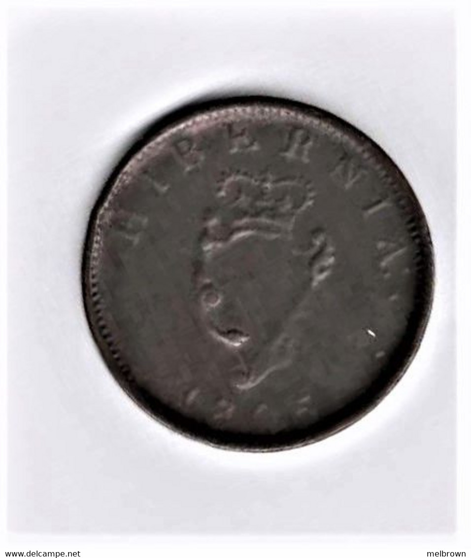 HIBERNIA 1805 GEORGE III HALFPENNY COLLECTIBLE COIN - B. 1/2 Penny