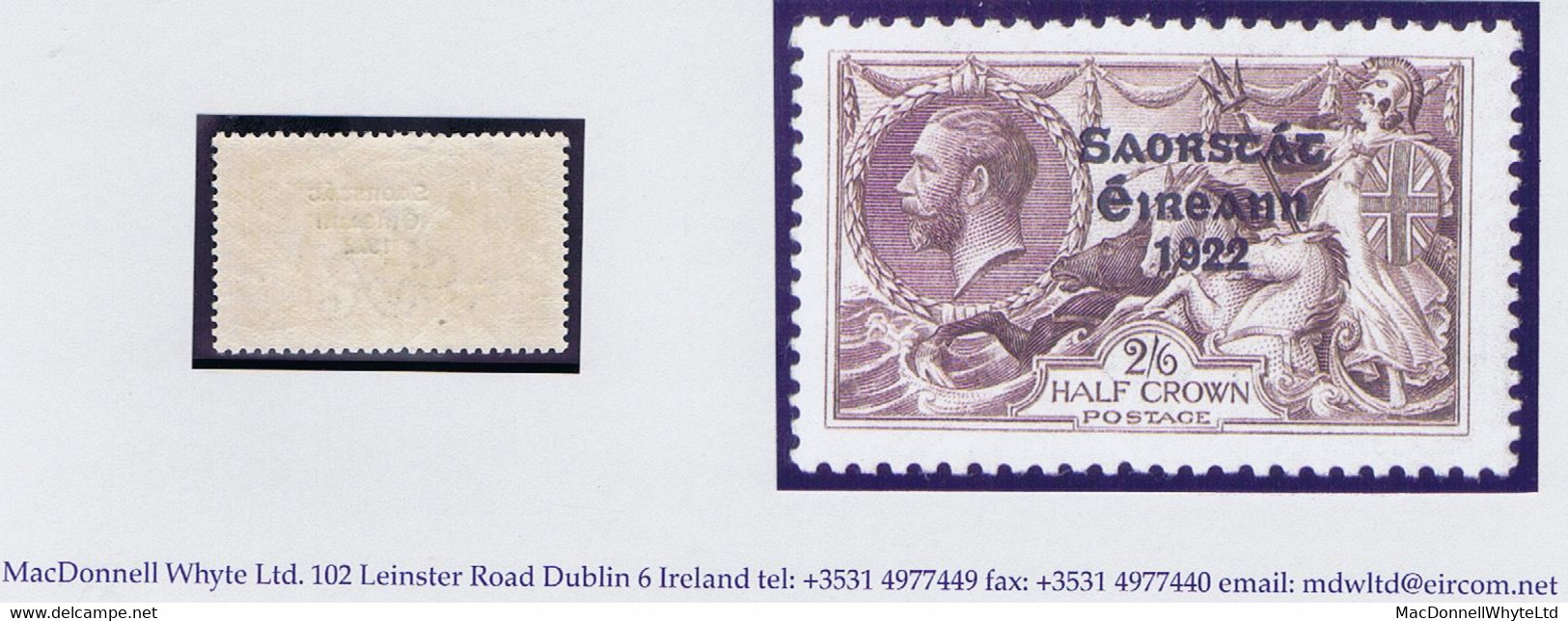 Ireland 1925 Saorstat 3-line Narrow Date Overprint, 2/6d Brown Fresh Mint Unmounted Never Hinged - Unused Stamps