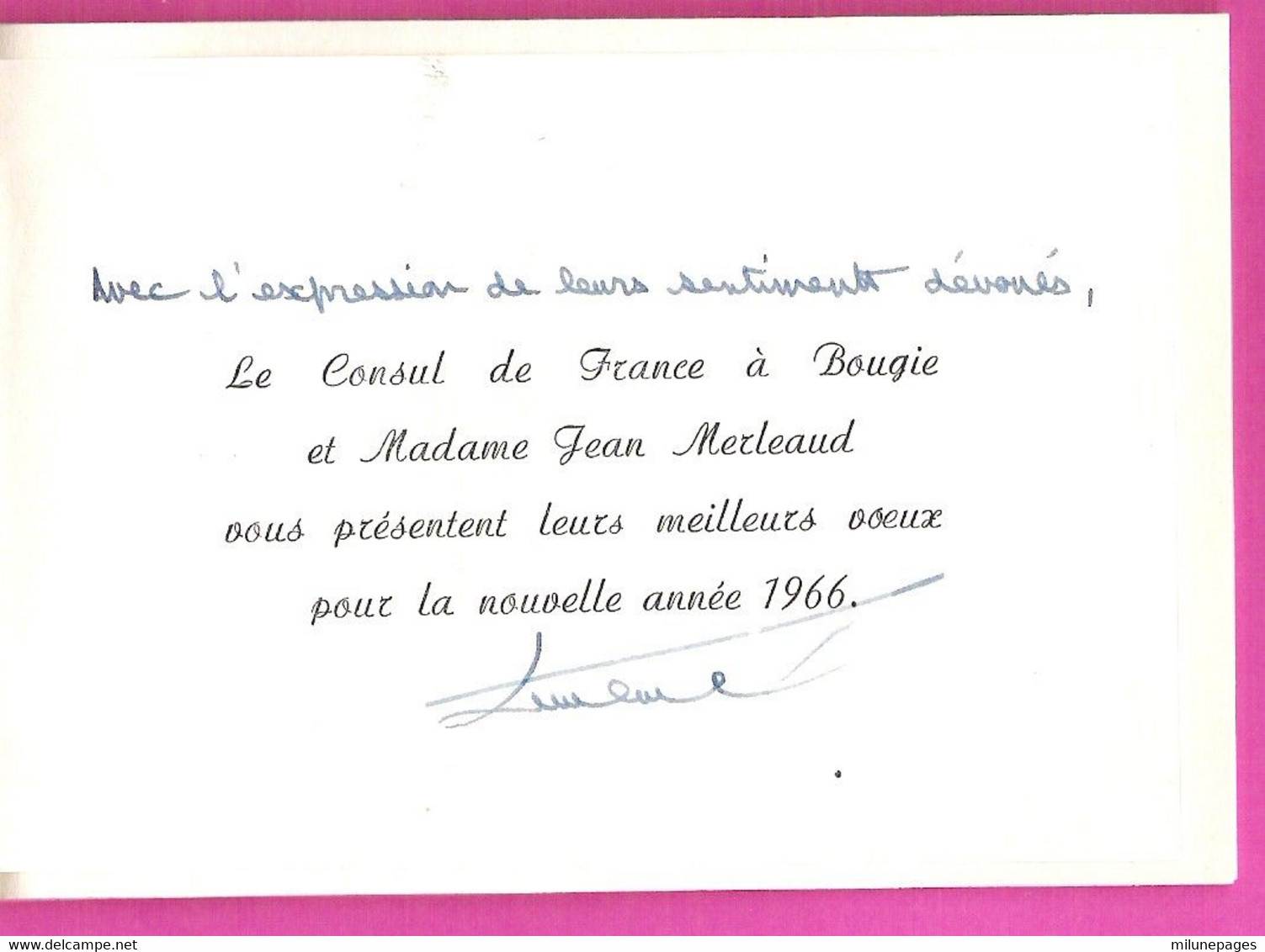 Le Remorqueur Furet IV Immatriculé à Sète Dans Le Port De Bougie Algérie Sur Une Carte De Voeux 1966 Du Consul De France - Boats