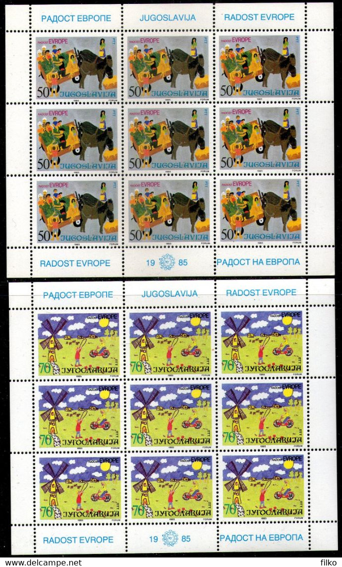 Yugoslavia,1985,Children's Meeting,sheetlet.Mi#2126/2127,radosta Na Evropa,MNH * *,as Scan - Dienstmarken