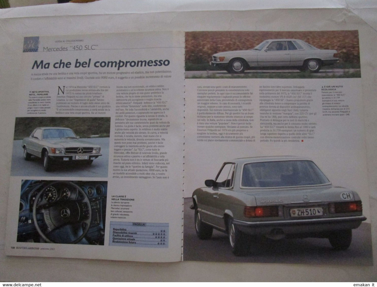 # ARTICOLO / CLIPPING MERCEDES 450 SLC - Erstauflagen