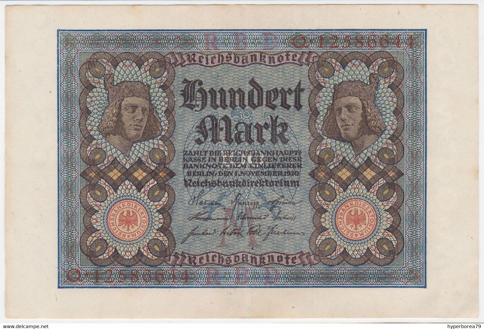 Germany P 69 B - 100 Mark 1.11.1920 - EF - 100 Mark