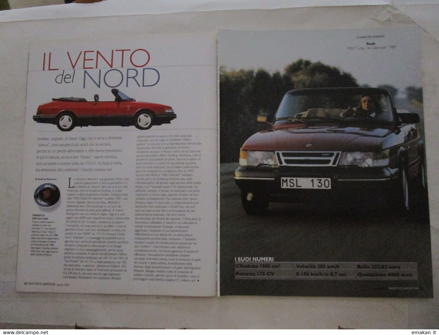 # ARTICOLO / CLIPPING SAAB 900 TURBO CABRIOLET - Erstauflagen