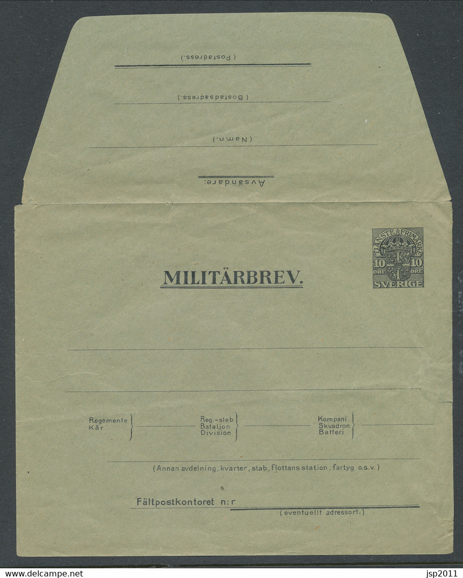 Sweden 1916 Facit # MU 2 - Military Letters Without Replay Stamps (MU), 10 öre. Unused. See Description. - Militaires