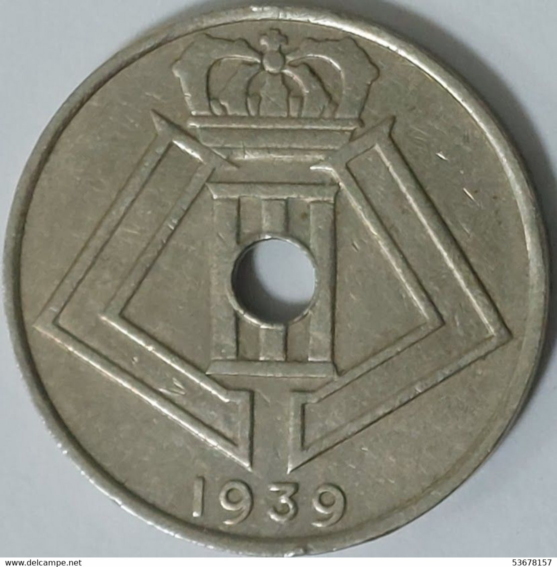 Belgium - 25 Centimes, 1939, KM# 114.1 (Legend - 'BELGIQUE - BELGIE') - 25 Cents