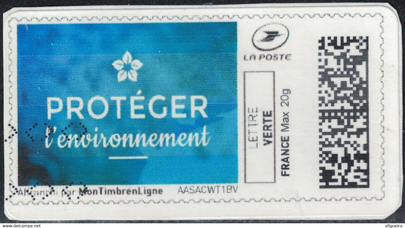 France Vignette Oblitérée Sur Fragment Used Mon Timbre En Ligne Protéger L'environnement SU - Sonstige & Ohne Zuordnung