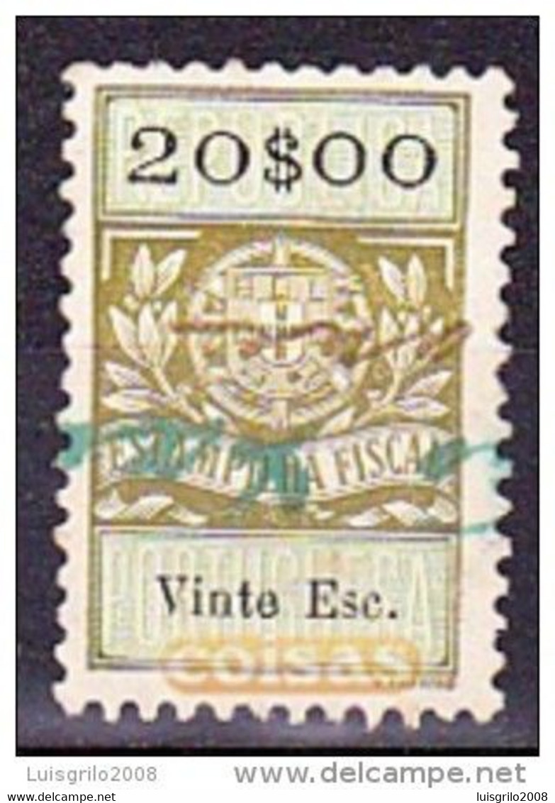 Fiscal/ Revenue, Portugal - Estampilha Fiscal -|- Série De 1929 - 20$00 - Oblitérés