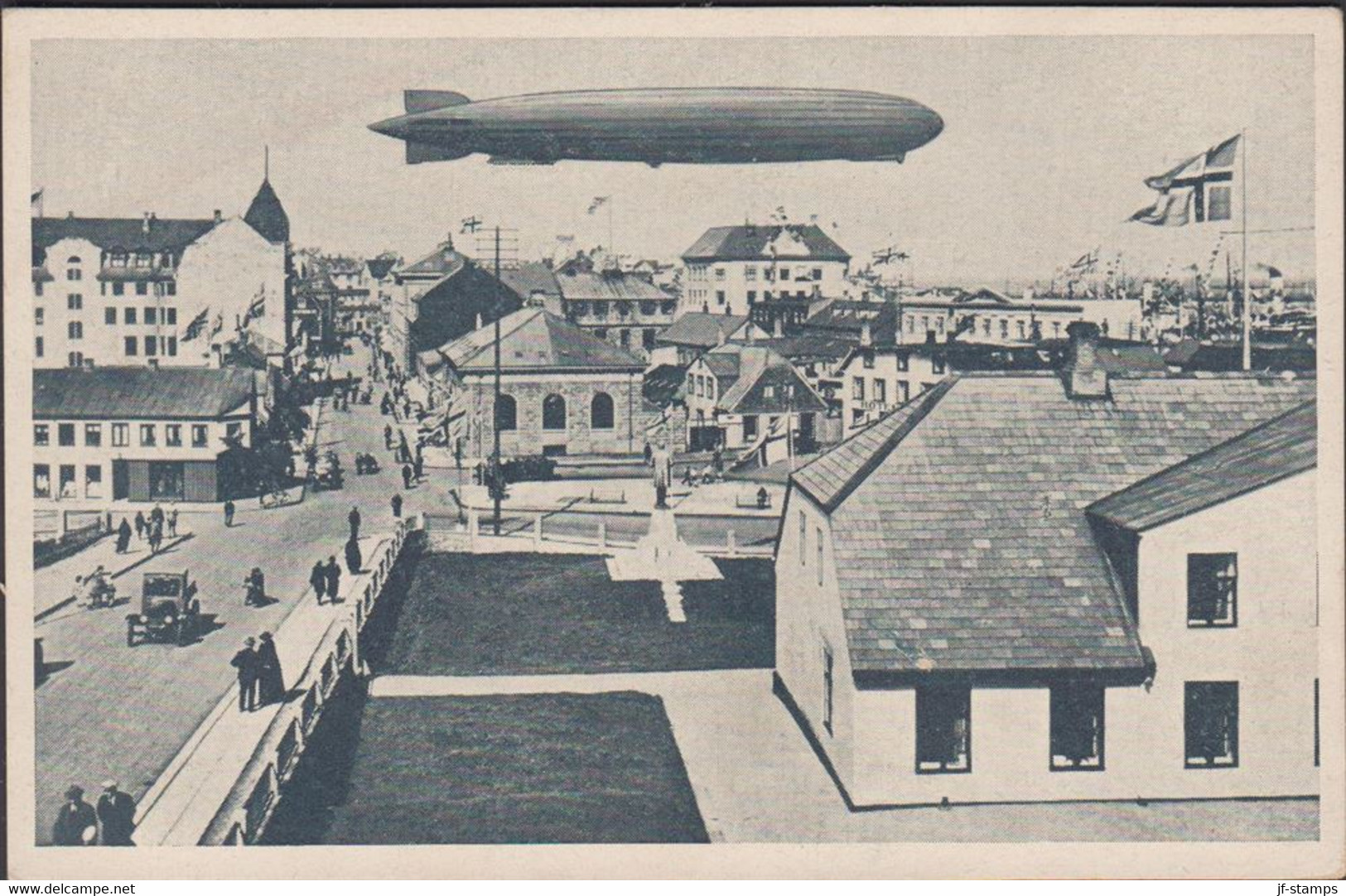 1931. LUFTSCHIFF GRAF ZEPPELIN ISLANDSFAHRT 1931. Brjefspjald. Zeppelin Greifi Yfir Reykjavik.  
 - JF305834 - Briefe U. Dokumente