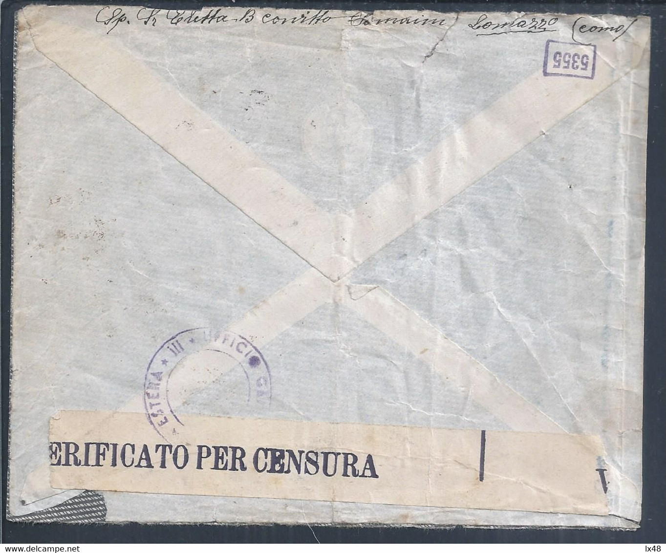 Lettera Censurata E Raccomandata Da Lomazzo Como 1941. 2° Guerra Mondiale. Censored And Registered Letter From Lomazzo - Insured