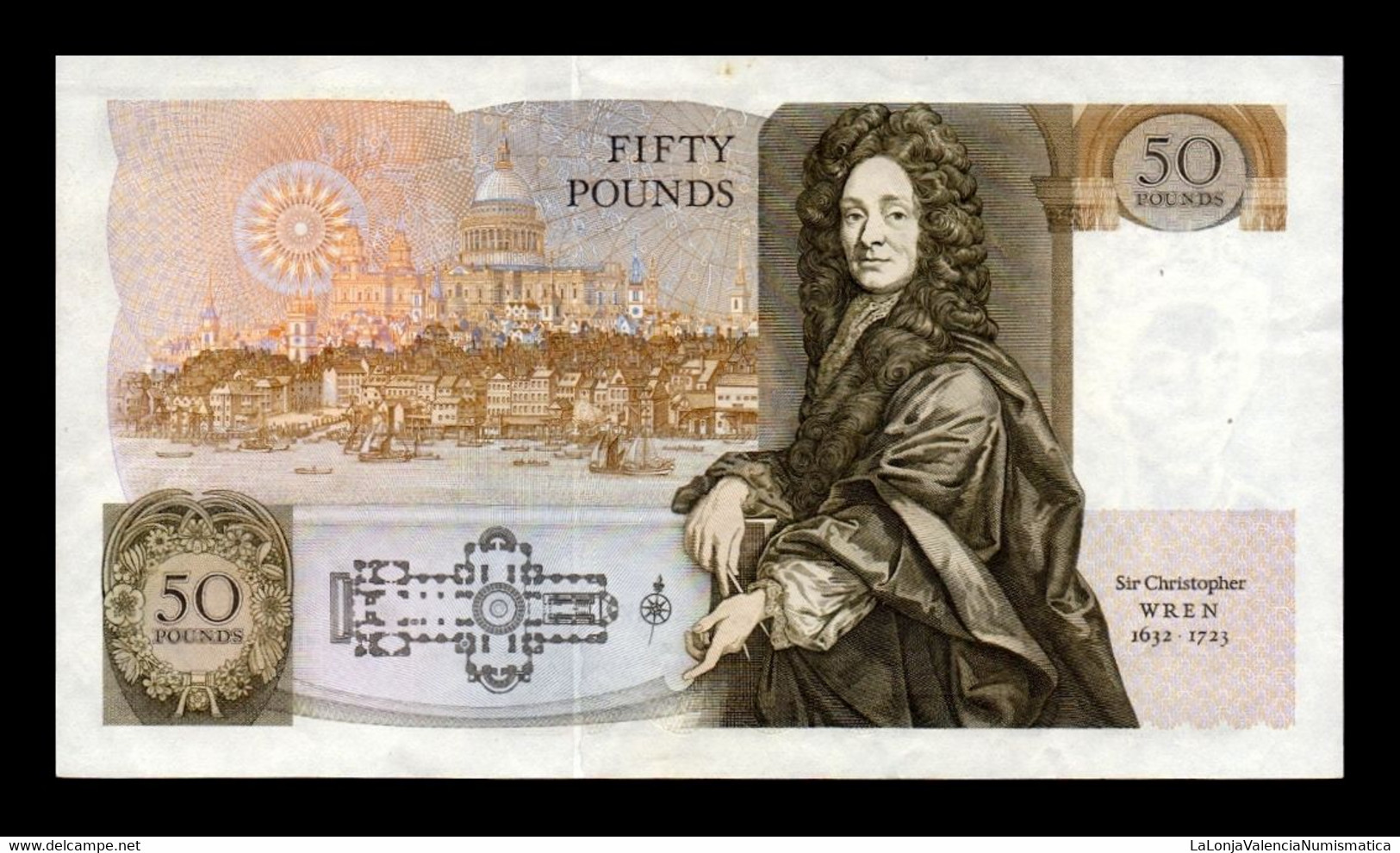 Gran Bretaña Great Britain 50 Pounds Elizabeth II 1981-1993 Pick 381a SC- AUNC - 50 Pounds