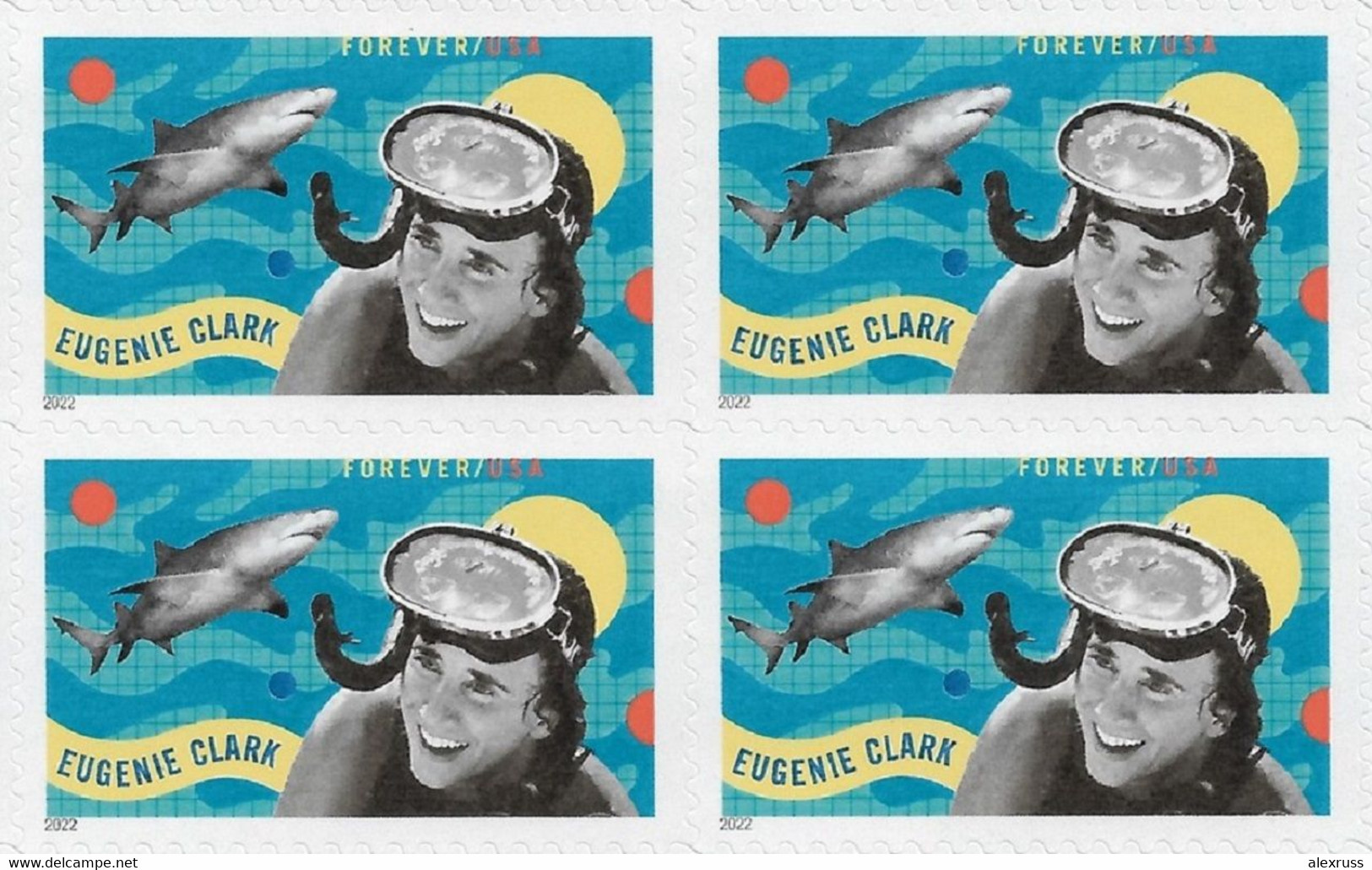 US 2022 Eugenie Clark "Shark Lady" Sheet Of 20 Forever Stamps, Scott # 5693,Special Micro Printing+, VF MNH** - Nuevos