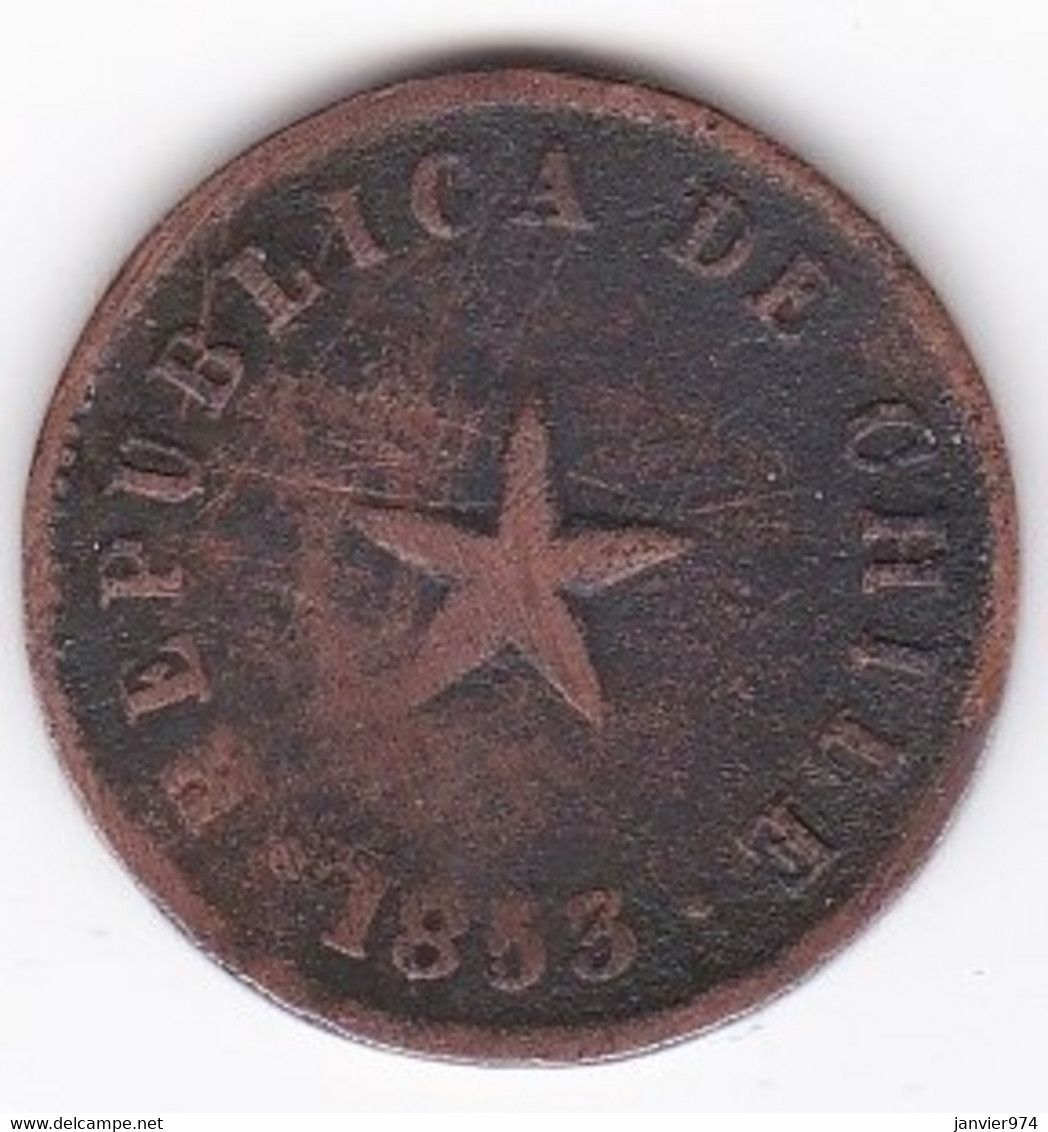 Chile.  Mezzo 1/2 Centavo 1853 . Copper. KM# 126 - Chile