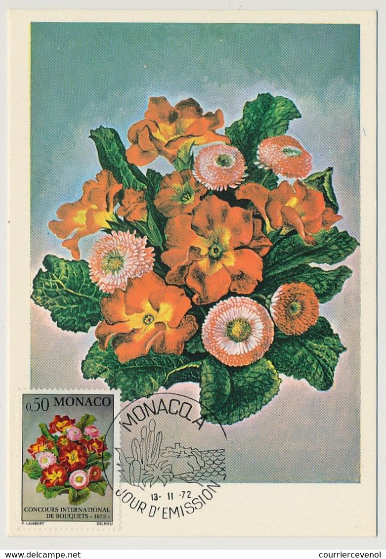 MONACO - 2 Cartes Maximum -  Concours International De Bouquets 1973 - Monaco-A - 13/11/1972 - Cartes-Maximum (CM)